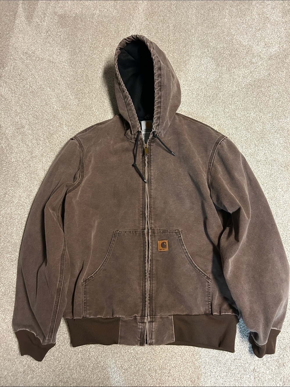Vintage CARHARTT J25 CHT Hooded Jacket, Brown, Medium Regular, Great Condition